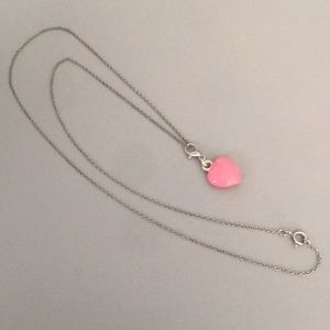 Silver-tone necklace with pink heart charm